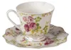 Clayre & Eef Šálek s podšálkem 200 ml Bílý porcelán Květiny Náhled obrázku produktu 2