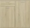 A close-up, front-facing view of a wooden sideboard. Voir les images du produit