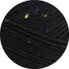 A close-up view of black yarn with colorful flecks. Produktbild-Vorschau