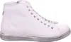 A white high-top sneaker with a silver sole is shown against a white background. Produktbild-Vorschau