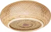 A close-up, bottom view of a woven bamboo ceiling lamp. Produktbild-Vorschau