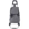 A gray shopping trolley with black accents and wheels, shown from the front against a white background. Produktbild-Vorschau