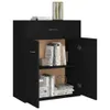 A black sideboard with its doors open, displaying books and decorative items. Produktbild-Vorschau