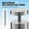 Close-up of stainless steel screws and glass mounting hardware against a sky background. Podgląd zdjęcia produktu