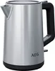 A studio shot of a silver electric kettle with a black handle and base. Podgląd zdjęcia produktu