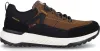 A side view of a brown and black sneaker. Voir les images du produit