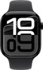 A close-up of a smartwatch with a black band and a black screen displaying the time. Produktbild-Vorschau
