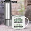 Trendation - Pilot Geschenk Emaille Tasse Flugzeug Fliegen Produktbild-Vorschau 3
