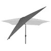 A gray patio umbrella is shown against a white background. The umbrella is partially open and angled. Produktbild-Vorschau