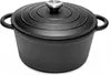 A black cast iron pot with a silver handle on a white background. Podgląd zdjęcia produktu