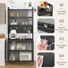 Vorratsschrank, Buffetschrank mit Aufsatz, 4 Metallhaken Produktbild-Vorschau 4