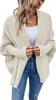ASKSA Damen Cardigan Pullover Grob Gestrickt Wickel Produktbild-Vorschau 1