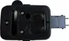 A black plastic component with several openings and a small gray sliding part on the right, isolated on a white background. Produktbild-Vorschau
