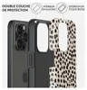 A close-up, angled view of an iPhone case, showing its layered construction and a speckled pattern. Anteprima dell’immagine prodotto