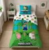 Ambiente Aufnahme vom Minecraft Bettwäsche-Set Jungle Explore 135x200cm + 80x80cm Baumwolle in einem Bett Produktbild-Vorschau