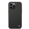 A black iPhone 14 Pro Max case with a textured star pattern and a Mercedes-Benz logo. Produktbild-Vorschau