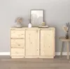 A wooden sideboard with drawers and doors, decorated with a vase of flowers, a white vase with reeds, and a framed artwork. Anteprima dell’immagine prodotto