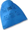 A blue fabric bag with printed instructions shown against a white background. Voir les images du produit