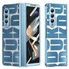 Two views of a blue phone case with a large white letter pattern, shown on a white background. Produktbild-Vorschau