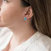 MATERIA Türkis Ohrstecker rund blau Damen - Naturstein Produktbild-Vorschau 2