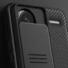 Close-up view of a black smartphone case with a sliding camera cover. Podgląd zdjęcia produktu