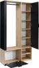 A modern wardrobe with open shelves and a hanging rod, set against a white background. Produktbild-Vorschau