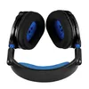 A pair of black and blue gaming headphones are shown from a top-down perspective against a white background. Produktbild-Vorschau