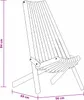 A line drawing of a chair with dimensions indicated. Voir les images du produit