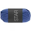 A ball of blue yarn with a black label. Produktbild-Vorschau
