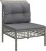 vidaXL Garten-Mittelsofa mit Kissen Grau Poly Rattan Produktbild-Vorschau 1