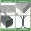 A collage of four images showcasing different features of a table and bench set. Produktbild-Vorschau