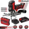 A collage of a cordless jigsaw and its accessories. Produktbild-Vorschau