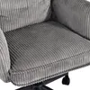 A close-up view of the seat and armrest of a gray corduroy office chair. Náhľad obrázku produktu