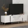 A white TV stand with a television on top, placed in a modern living room setting. Anteprima dell’immagine prodotto
