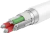 A cutaway view of a white charging cable, showing its internal structure and wires. Produktbild-Vorschau