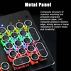 A close-up view of a mechanical keyboard with RGB backlighting and a metal panel. Produktbild-Vorschau