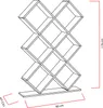 A line drawing of a red bookshelf with dimensions indicated. Produktbild-Vorschau