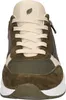 A close-up front view of a green and beige sneaker. Produktbild-Vorschau