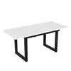 A white rectangular table with black metal legs is shown against a white background. Produktbild-Vorschau