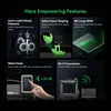 A collage of images showcasing features of a 3D printer, with text descriptions. Produktbild-Vorschau