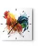 Wanduhr - Quadrat - Glasuhr - Hahn Ilustration Tier Farben Produktbild-Vorschau 1