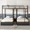 A bunk bed with two lower beds and one upper bed, set up in a bedroom. Anteprima dell’immagine prodotto