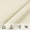 A close-up of cream-colored Oxford fabric, with icons indicating water resistance, UV protection, and breathability. Voir les images du produit