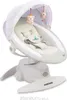 A white baby swing with a canopy and hanging toys. Produktbild-Vorschau