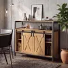 KOMFOTTEU Sideboard Holz mit 2 Schiebetüren & verstellbare Produktbild-Vorschau 10