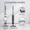 Two vacuum cleaners are shown side-by-side, with callouts pointing to a HEPA filter and a roller brush. Produktbild-Vorschau