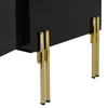 A close-up view of the lower section of a black cabinet, showing its golden metal legs. Anteprima dell’immagine prodotto