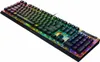 A black Razer gaming keyboard with RGB lighting is shown from a diagonal angle against a white background. Produktbild-Vorschau