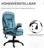 A teal office chair is shown with text overlays explaining its adjustable height feature. Náhľad obrázku produktu