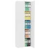 A tall, white, open filing cabinet filled with binders of various colors. Voir les images du produit
